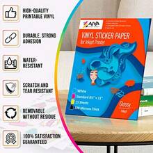 Limia's Care - Papel calcomanía de vinilo para impresora de inyección de tinta color blanco brillante 15 hojas autoadhesivas papel calcomanía impermeable tamaño estándar de letra 8.5 x 11 pulgadas - Blanco - Ver 2