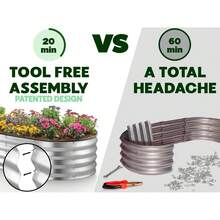 Plant & Plot Galvanized Raised Garden Beds Outdoor // 4*2*1 Ft Planter Raised Bed For Gardening, Vegetables, Flowers // Large Metal Garden Box (Silver) // Patented Tool-Free Design - Silver - 查看 3