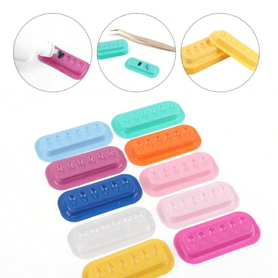 MyAoKuE-Up 100Pcs Tray For Mascara Glue, Plastic Strip-Shaped Pad For Extending Eyelash Length, Plastic Pad Tray For Eyelash Technicians, Professional Eyelash Grafting Tools.