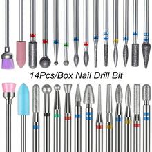 14pcs/Box Professional Rhinestone Nail Drill Bit Set | Electric Nail Drill Bits For Manicure, Rotary Grinding Head, Callus Removal, Rhinestone Grit Material, Grain F/M/C, Straight Teeth Shape - Multicolor - View 2