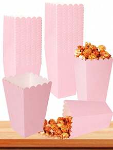 /48/36/24/12pcs/1pc White Popcorn Boxes, 2 X 4.5 X 3 Inch Popcorn Boxes, Suitable Movie Night Decor,/Halloween, Back To School Season - Pink - View 2