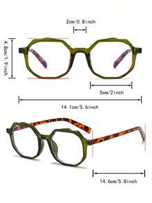 1 Cặp kính mắt nam gọng bất đối xứng bằng nhựa PC, màu xanh quân đội, phong cách đường phố Mỹ. - xanh quân đội - Xem 4