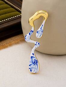 1pc Minimalist Geometric Lava Shaped Smooth Brooch, Suitable For Daily Wear, Gatherings And Festivals - Gold - View 9