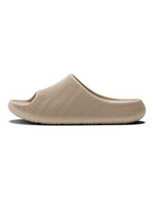 2026 Nouvelles mules à semelle épaisse texturée rayées verticales marron pour le printemps/été, style minimaliste Ins, antidérapantes pour l'intérieur/la salle de bain, lot de couple - Tabac - Voir 5
