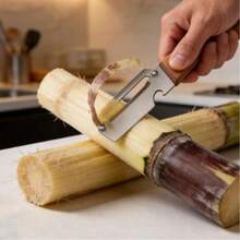 2 Pack 2 In 1 Multi Functional Vegetable Peeler With Bottle Opener And Wooden Handle Stainless Steel Blade Kitchen Tool For Sugar Cane Potato Fruit Pineapple Pumpkin Papaya Carrot Veggie Peeler. - 卡其色 - 查看 8