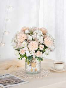 3pcs Artificial Silk Ball Chrysanthemums, Roses, Hydrangeas, Artificial Flowers, Valentine's Day Gifts, Simulated Flower Brunch, Suitable For DIY Wedding Bouquets - Champagne - View 7