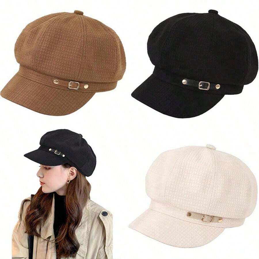 Women's Beret Hat Fashion Elegant Retro Style Breathable Sun Hat For Spring Summer Fall Winter Versatile Casual Cap For Work Travel Daily Wear - White - View 1