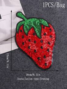 1 miếng vá thêu hình dâu tây dành cho nữ, hình trái cây hoạt hình thêu thủ công, phong cách dễ thương thường ngày, miếng vá ủi. - nhiều màu - Xem 2