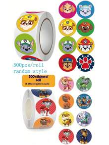 Paw Patrol 500张/卷汪汪队卡通贴纸，25毫米圆形汪汪队贴纸，可爱汪汪队贴纸，高品质装饰贴纸，适用于汪汪队周边产品，可用于智能手机、家居装饰、笔记本电脑、水瓶、保险杠、滑板、手机壳、返校装饰、汪汪队主题派对等。这些装饰贴纸适用于各种场合，并且耐刮擦（部分图案随机）。 - 彩色 - 查看 12