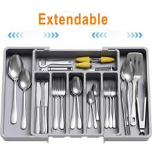 Expandable Large Utensil Storage Box, Food & Cutlery Organizer, Kitchen Tool Drawer Storage Box, Adjustable Cutlery Organizer Rack, Suitable For Spoons, Forks, Knives, Kitchen Decor, Home Decor, Bedroom Decor, Bathroom Decor - View 4