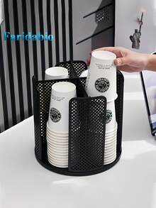 360 Degree Rotating Cup Holder Rack, Paper Cup And Lid Organizer, Plastic Cup Dispenser With 4 Compartments, Large Capacity Cup Holder Suitable For Countertop, Living Room, Bathroom, Coffee Station, Bar, Buffet, Kitchen Cabinet, RV Kitchen, Spice Rack, Home Decor, Kitchen Essentials - Multicolor - View 5