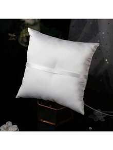 1个简约白色方形结婚戒指枕，带蝴蝶结，可悬挂，可作戒指架、婚礼篮装饰、乡村风花童戒指托道具、订婚周年纪念情人节戒指盒 - 多款 - 查看 6