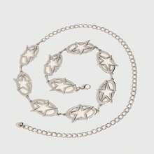 Cadena de cintura de metal con estrella de cinco puntas hueca, estilo europeo y americano, cadena de cintura versátil y de alta gama para vestidos, vaqueros, duradera y resistente a la decoloración - multicolor - Ver 8