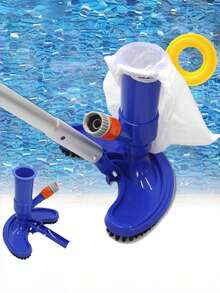 1pc ABS Plastic Handheld Pool Cleaner: Equipped With Water Spray Function, Underwater Leaf Removal Device, Brush, Flexible Hose Connector And Portable Storage Bag, Perfect For Cleaning Pool Debris - Pool Cleaning Brush - View 2