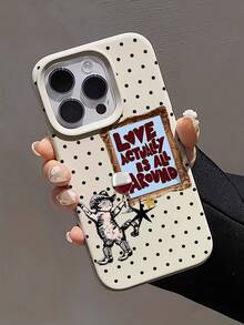 1 pieza Funda de teléfono con borde recto, diseño gráfico de eslogan de gato personalizado de moda, estética, color blanco lechoso, compatible con iPhone 16/16Pro/16Plus/15/15ProMax/15Pro/11/12/13/14ProMax/11Pro/11ProMax/12Pro/12ProMax/13Pro/13ProMax/14Pro/14ProMax, carcasa suave, elegante y creativa - Multicolor - Ver 2