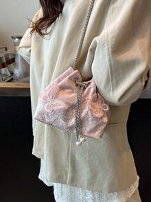 1pc Leopard Print Khaki Shoulder Bag With Metal Chain, Exquisite High-End Niche Design, Versatile, Animal Print Women Bag, Fall Winter Fashionable Cheetah Print Purse For Women, New Fall Winter Tiger Print Bag For Women , Leopard Cheetah Print , Beach - 粉色 - 查看 4