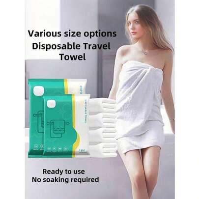 1/3/5pcs Portable Disposable Bath Towels - Individually Packaged, Suitable For Travel, Gym, Camping | Soft & Absorbent Towels, Hygienic, Ideal For Home, Office, Vacation