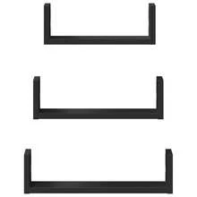 Étagère murale, 3 pièces, noire, matériau à base de bois - 1PC - Voir 4