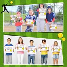 Tenare - 60 piezas de Softbol Achievement Awards Certificate of Apreciation Sports Logro Certificado de Softbol para regalos de equipo de Softbol fiesta celebración suministros de 10 x 8 pulgadas - como en la foto - Ver 6