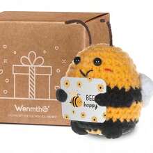 1pc Exquisite Crocheted Bee Doll, Interesting Animal Gift, Inspirational Handmade Crochet Plush Doll, Suitable As Gift For Women, Men, Friends And Colleagues - Multicolor - View 3