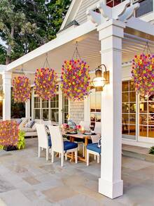 72cm Fiori artificiali appesi, glicine artificiale colorato finto - Fiori artificiali resistenti ai raggi UV per uso esterno, decorazione di fiori selvatici all'ingrosso per interni/esterni, giardino, veranda, stile fattoria, patio, decorazione appesa, decorazione estiva e autunnale, stagione dei matrimoni - (Multicolore) - Multicolore - Visualizzare 6