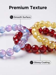 25pcs/Pack Multi-Color Round Glass Beads, DIY Jewelry Making Materials, Bracelet Accessories - Multicolor - View 3