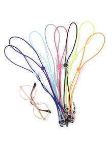 5pcs/Set Candy Color Elastic Adjustable Outdoor Sports Glasses Anti-Slip Strap, Fashionable Adjustable Length Eyeglasses Chain, Sports Glasses Strap, Minimalist Decorative Eyeglasses Lanyard, Suitable Eyeglasses Accessories Gift For Family - Multicolor - View 3