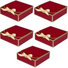 Set 10 Kotak Hadiah dengan Tutup, Kotak Merah dengan Hiasan Emas, Ukuran 10,6 x 7,8 x 3,1 Inci, Dilengkapi Pita Emas, Cocok untuk Kotak Undangan Pengiring Pengantin, Hadiah Pernikahan, Hadiah Ulang Tahun, Suvenir Pesta, Dekorasi, Hadiah Hari Valentine, Kotak Pengantin - Merah dengan hiasan emas - View 12