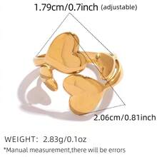 Uself 3pcs/1pc Stainless Steel Rings, 18K Gold Plated Multi Heart Shaped Rings, Women's Jewelry, Western Style Jewelry, Romantic & Elegant Jewelry Suitable For Women, Suitable For Daily Wear And Party Outfits, Women's Beach Accessories, Thick Jewelry - Multicolor - View 10