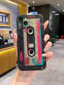 1 pieza Funda de teléfono retro tipo cámara de casete a prueba de golpes compatible con Apple/Galaxy - Negro - Ver 9