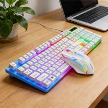 Wired Keyboard And Mouse Set, LED Backlit Silent Keyboard With Ergonomic Mouse, USB Plug And Play, Suitable For Home Office, Work, Gaming, Compatible With PC And Laptop - 查看 2