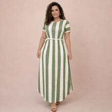 Women's Long Saruel Dress With Sleeves, Romantic Style, Women's Clothing - Green - View 10