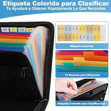 Carpeta Organizadora de Documentos Bolsa De Documentos de 12 Bolsillos con Etiquetas y Cremallera Folder Organizador con Ignífuga Múltiples Bolsillos para Archivos de Letras y Documentos - como en la foto - Ver 7
