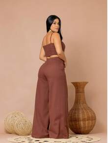 Simple Casual Elegant Pocket Set For Women, Birthday Party, Spring - Marrom Cafe - View 3