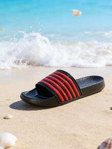 All Season Indoor Slippers, Couple Slippers, Campus Style Dorm Slippers, Bathroom Slippers, Red Youth, Slip-On - Red - View 12