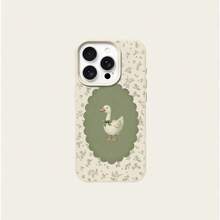Duck 1pc TPU Material Floral Green Collar Goose Pattern Phone Case Compatible With IPhone 17 Pro Max/17/16 Pro Max/15/13/12/11, S20 FE/A15/S24/A55, Note 11/Note 12/Note 13 Pro, Full Coverage Anti-Drop Soft Protective Cover - White - View 5