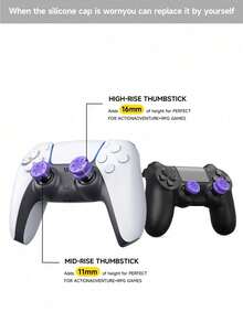 2个硅胶摇杆帽，兼容PlayStation 5/PlayStation 4/Switch Pro手柄，高性能游戏配件！P5/P4游戏手柄摇杆保护套，防滑凸起拇指帽，FPS射击游戏电竞增强型按键保护套。黑色和紫色可选，有效提升操控精度和握持感。电竞玩家必备外设，送给情侣、朋友和家人的完美游戏礼物！ - 彩色 - 查看 3