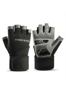1 đôi găng tay tập thể dục unisex có hỗ trợ cổ tay, găng tay hở ngón có đệm chống trượt, thích hợp cho tập tạ, hít xà và tập thể hình. - Nhiều màu - Xem 12