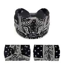 1pc New Women's Extra Wide Knotted Cross Headband Tie-Dye Elastic Headband Paisley Pattern Girls Headband Solid Color Yoga Sports Fitness Soft Headband Beach Accessories Summer Outfits Summer Beach Hair Bands,Travel,Birthday - Multicolor - View 4