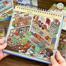 1 Book 10pcs Mini Scene Collection Book, Scene Decoration Stickers, Notebook Stickers, Small Supermarket Cartoon House, 3D Sticker Scene Book, DIY 3D Mini Scene Sticker Healing Set, Fun 3D Bookshelf Organizer Sticker Collection Book, Holiday Gift - A - View 8