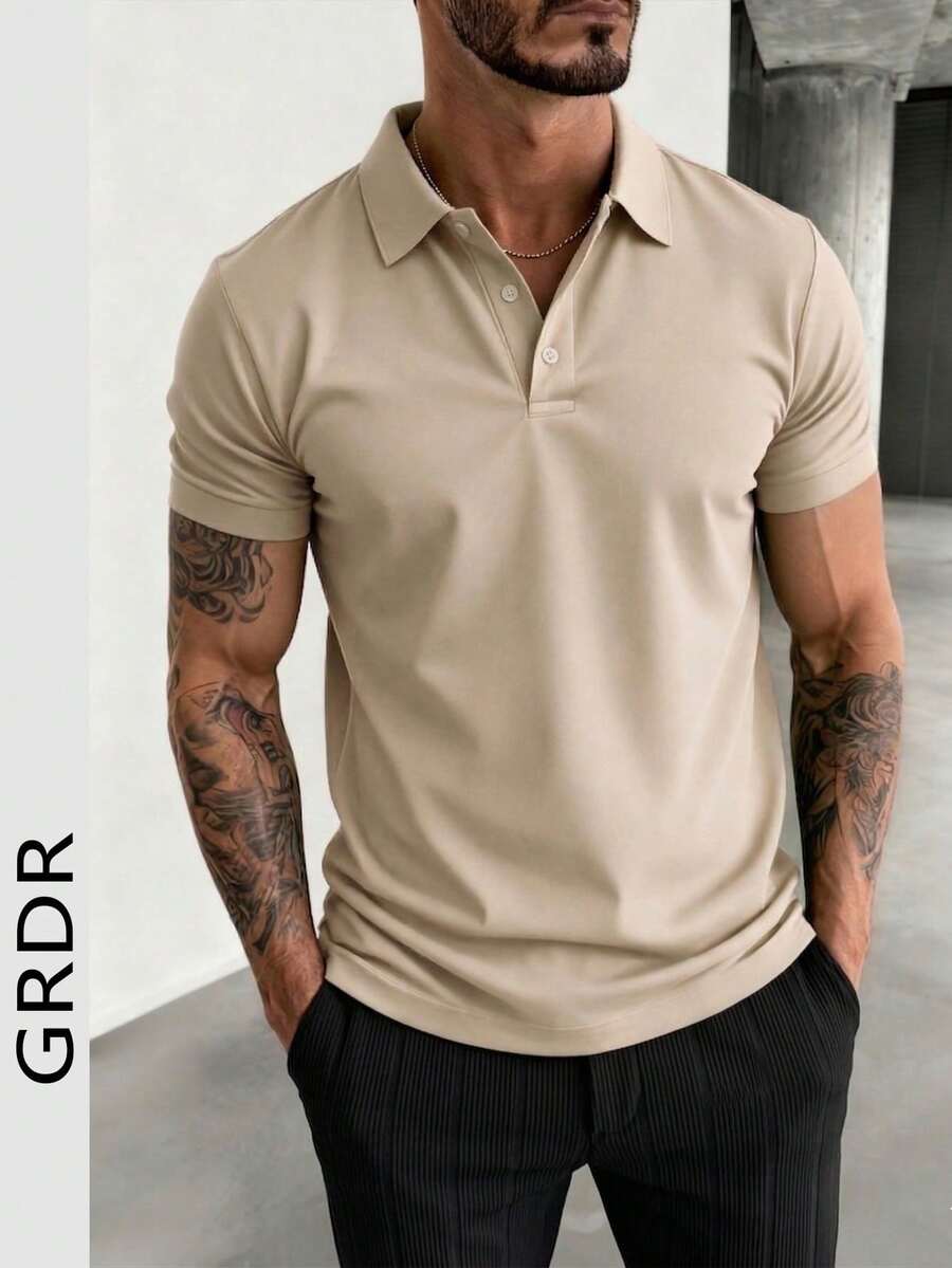 Áo Polo nam tay ngắn thời trang GRDR, kiểu dáng thường ngày, phù hợp đi làm. - Màu be - Xem 1