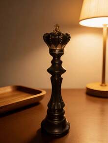 1件独特的国际象棋国王雕塑摆件 - 现代皇冠造型，适用于客厅、卧室、办公桌、书架展示，北欧极简主义风格桌面装饰，奢华家居装饰雕塑，波西米亚现代室内艺术，置物架装饰，优雅皇家主题房间点缀 - 多色 - 查看 5