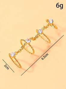 STONEFANS 1pc New Multi-Layer Ring For Women, Niche Design, Exquisite Minimalist Fashion Versatile Hand Jewelry - Gold - View 2