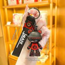 1 pieza Llavero de oso fuerte con máscara genial, colgante de moda estilo callejero, regalo del Día de la Madre, adornos, regalos, artes, artesanías y costura, llaveros, encantos clásicos de bolso, decoración de brillantes rhinestones, decoración linda para bolso de teléfono móvil, cartera. Accesorios de coche, regalos escolares, animales, góticos, Y2K para madre, padre, graduación y maestro - Lindo llavero de Super Oso - Ver 2