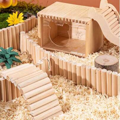 1pc Hamster Toy Landscaping Supplies, Small Fence, Climbing Ladder, Golden Hamster Bridge, Soft Ladder, Fence, Partition, Climbing Ladder, Arch Bridge, Fence, Cage Decor, Small Pet Toy