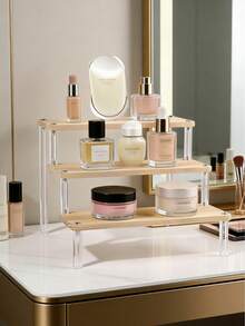 1个2/3层亚克力木质展示架，透明亚克力展示增高架，木质多层展示架，阶梯式增高架，适用于纸杯蛋糕、香水、人偶、收藏品等。 - 無色 - 查看 9