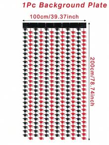 1件2026毕业帽设计闪亮金色流苏帘，2026毕业庆祝派对装饰，节日派对背景，家居装饰，房间装饰，拍照背景，毕业派对道具，毕业派对装饰，毕业派对用品，毕业礼物，毕业装饰 - 黑紅格子 - 查看 5