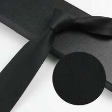 1条男士经典黑色拉链领带，便捷设计，适合搭配西装、衬衫和特殊场合。 - 黑色 - 查看 2