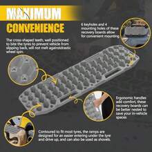 BUNKER INDUST Tablas de tracción todoterreno par de pistas de recuperación alfombrilla de tracción para camiones 4x4 Jeep barro nieve rampa de arena - Almohadillas de tracción de neumáticos de - Gris - Ver 3