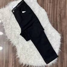 High-Waisted Mom Jeans With Belt, Plain. - Preto - 查看 1